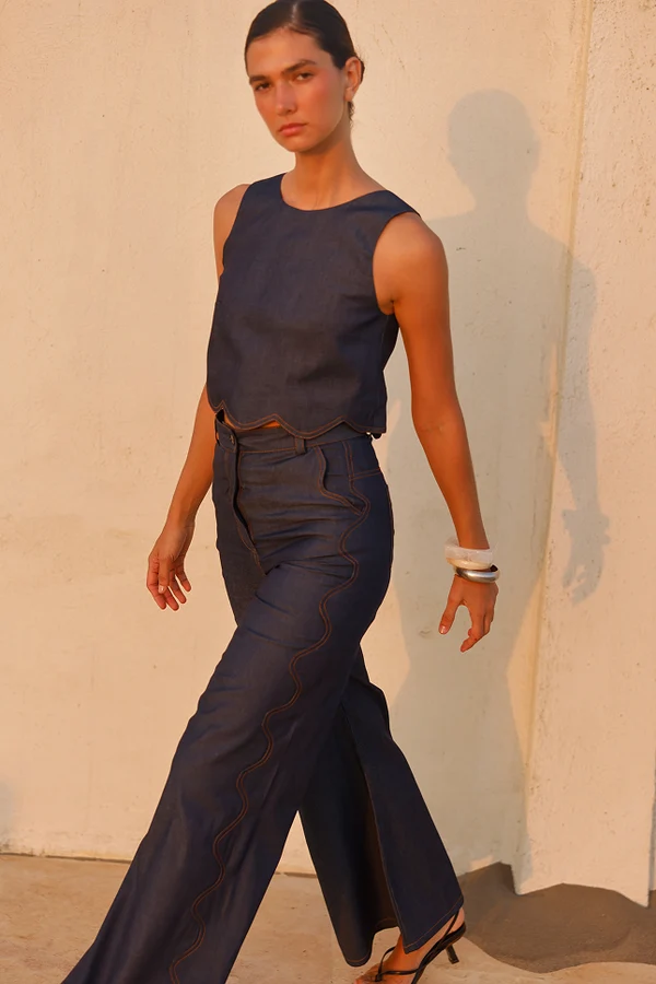 Pompousa Blusa Almendra denim